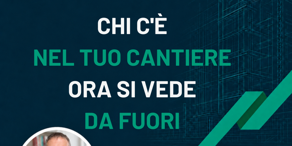 Grafica di cantiere con testo su badge di cantiere e tracciabilità delle imprese in subappalto